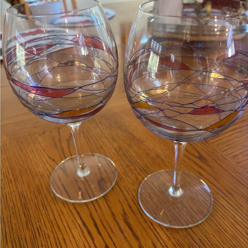 FREE SHIPPING Vintage Hand-Painted Wine Glasses and shot glasses